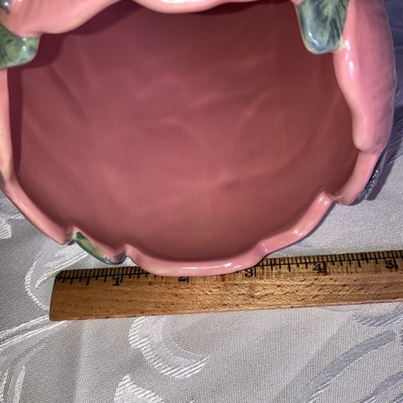 WHITNEY SMITH POTTERY tall vase w/ pink hibiscus, green leaves  $39 - Picture 6 of 6